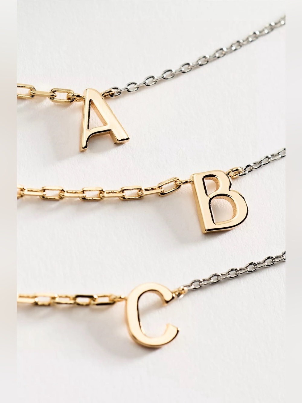 Anthropologie Two-Tone Gold Initial Necklace (A B C)